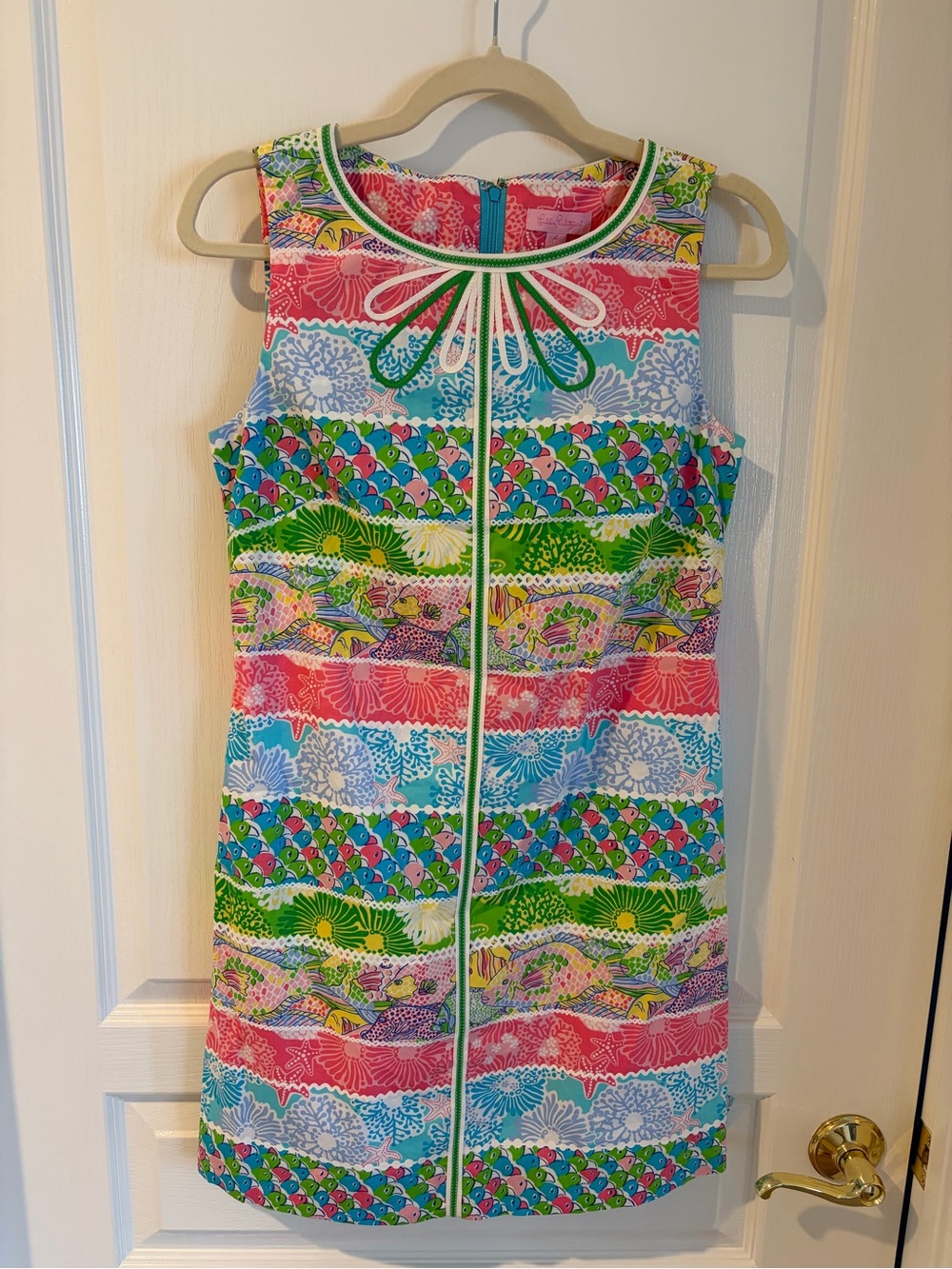 Lilly Pulitzer Loopy Pink, Aqua, Green and Blue Printed Shift Dress